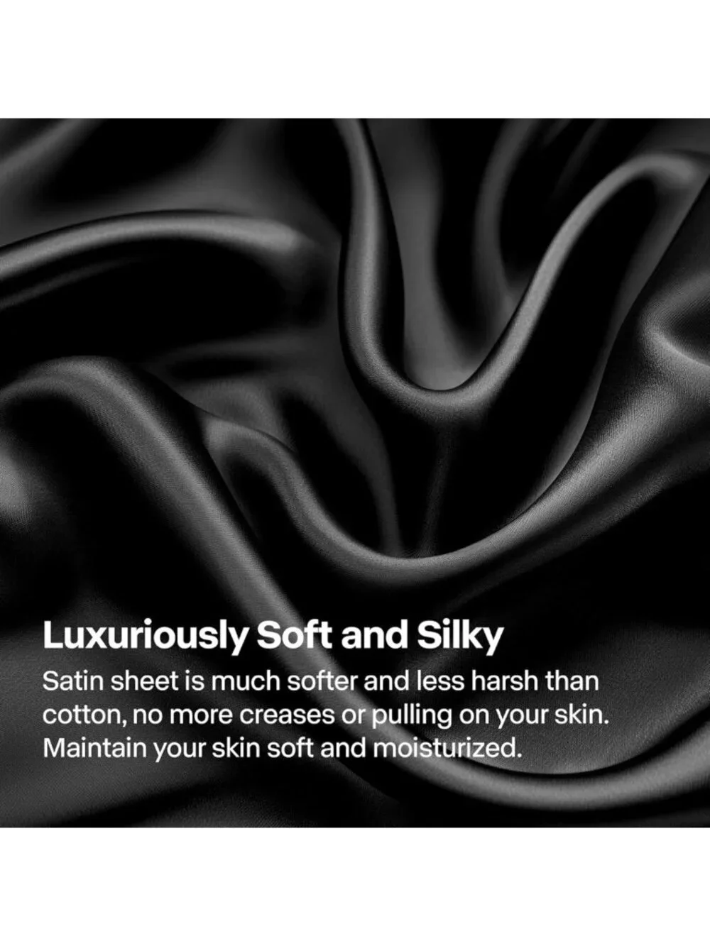 Luxury Black Satin King Size Sheet Set - Soft, Silky, Deep Pocket, 4 Pieces
